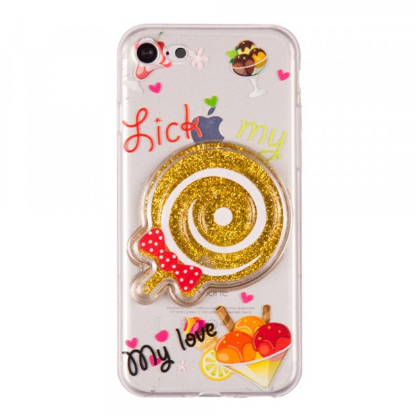 Wholesale iPhone 7 Lollipop Candy Style Liquid Star Dust Case (Gold)